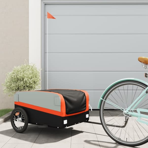 cykelanhænger 45 kg jern sort og orange