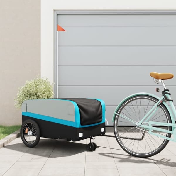 vidaXL cykelanhænger 45 kg jern sort og blå