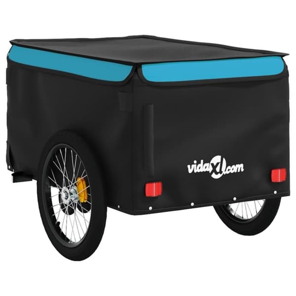 vidaXL Sykkelvogn svart og blå 45 kg jern