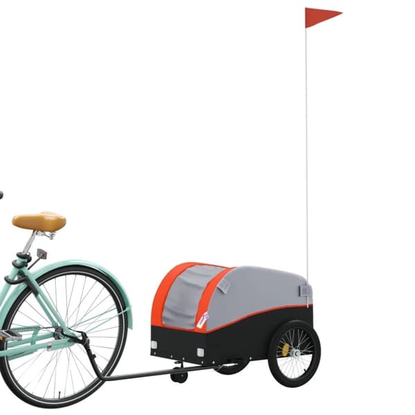 vidaXL Sykkelvogn svart og oransje 30 kg jern