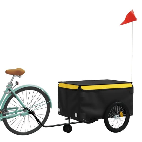 vidaXL cykelanhænger 45 kg jern sort og gul