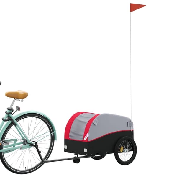 vidaXL cykelanhænger 30 kg jern sort og rød