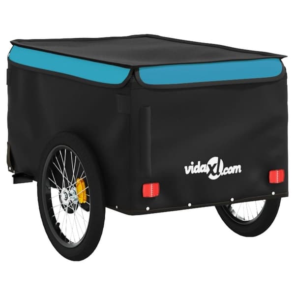 vidaXL Sykkelvogn svart og blå 30 kg jern