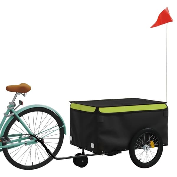 vidaXL Sykkelvogn svart og grønn 30 kg jern