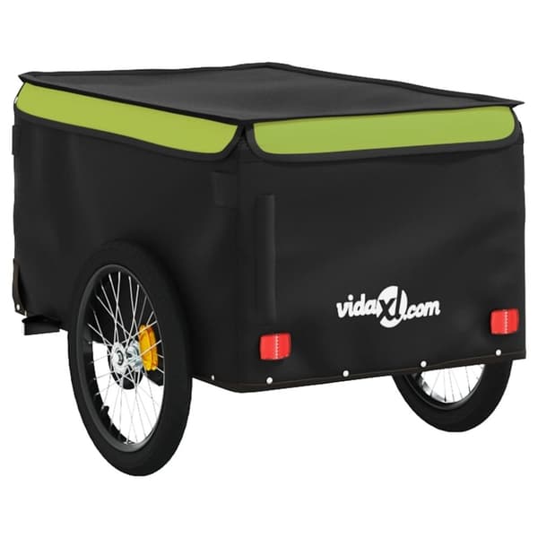 vidaXL cykelanhænger 30 kg jern sort og grøn
