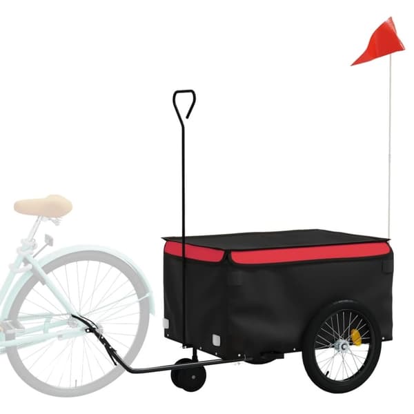 vidaXL cykelanhænger 30 kg jern sort og rød
