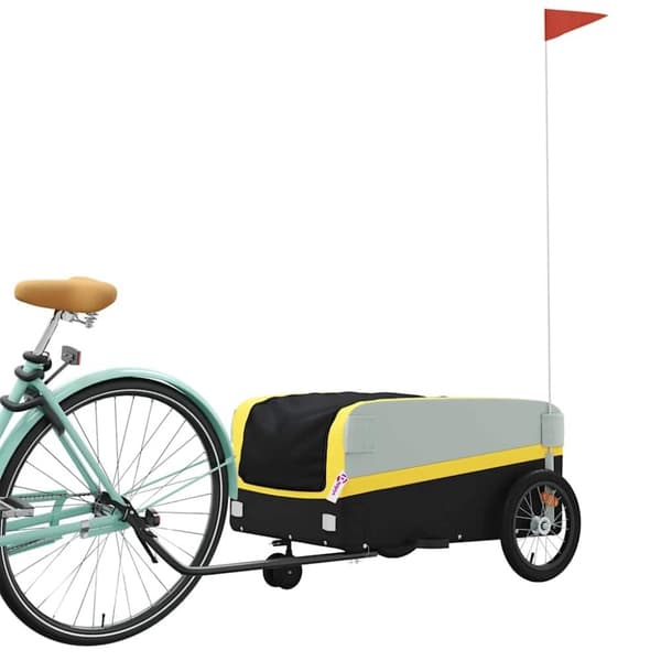 vidaXL cykelanhænger 45 kg jern sort og gul