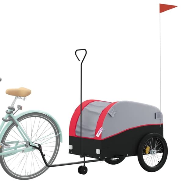 vidaXL cykelanhænger 45 kg jern sort og rød