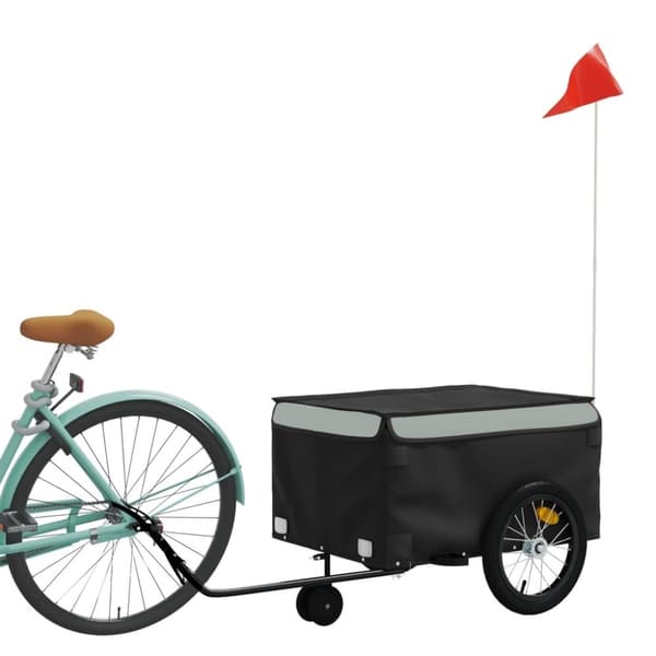 vidaXL cykelanhænger 45 kg jern sort og grå
