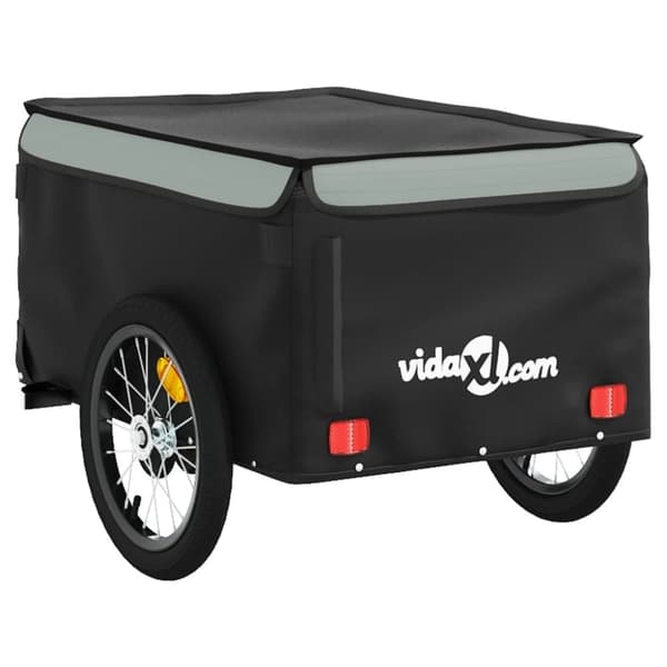 vidaXL cykelanhænger 45 kg jern sort og grå