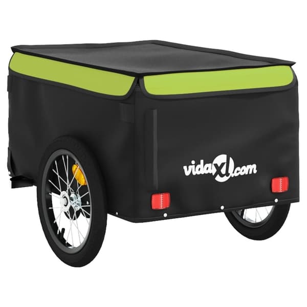 vidaXL Cykelvagn svart och grön 45 kg järn