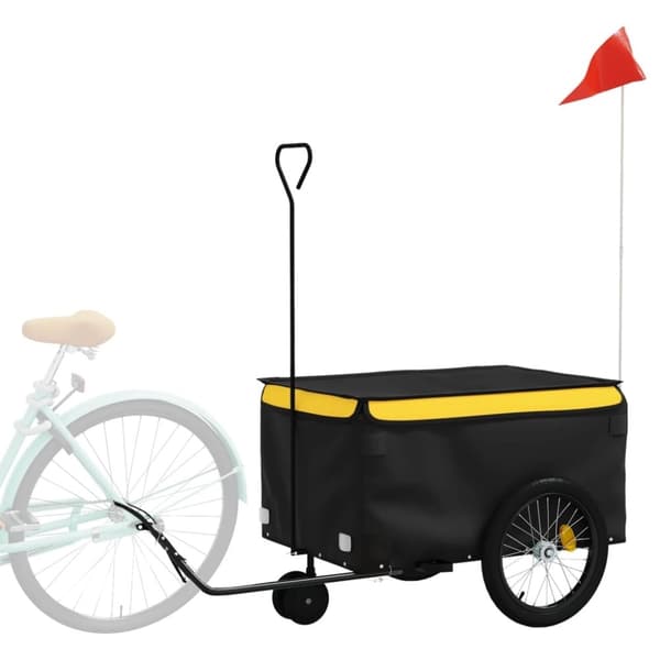 vidaXL cykelanhænger 30 kg jern sort og gul