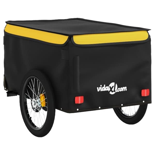 vidaXL cykelanhænger 30 kg jern sort og gul
