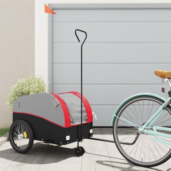 cykelanhænger 45 kg jern sort og rød