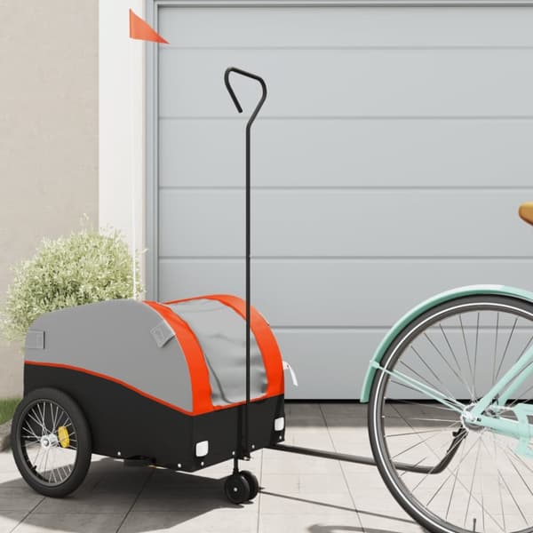cykelanhænger 30 kg jern sort og orange