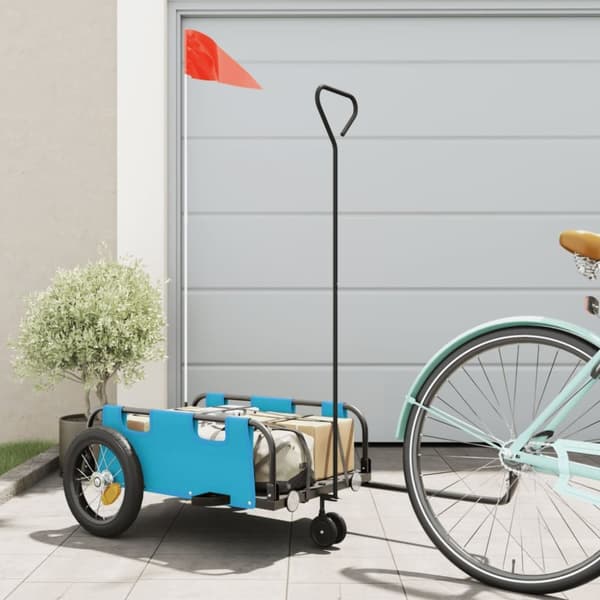 cykeltrailer oxfordstof og jern blå