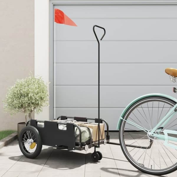 cykeltrailer oxfordstof og jern sort