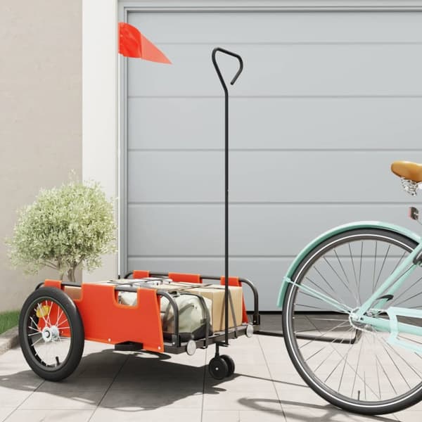 Cykelvagn orange oxfordtyg och järn