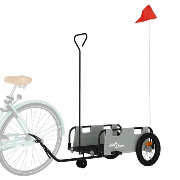 cykeltrailer oxfordstof og jern grå