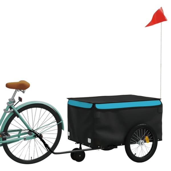 vidaXL cykelanhænger 30 kg jern sort og blå -  Cykeltrailere
