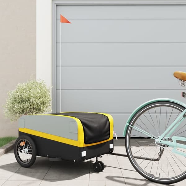 vidaXL cykelanhænger 45 kg jern sort og gul -  Cykeltrailere