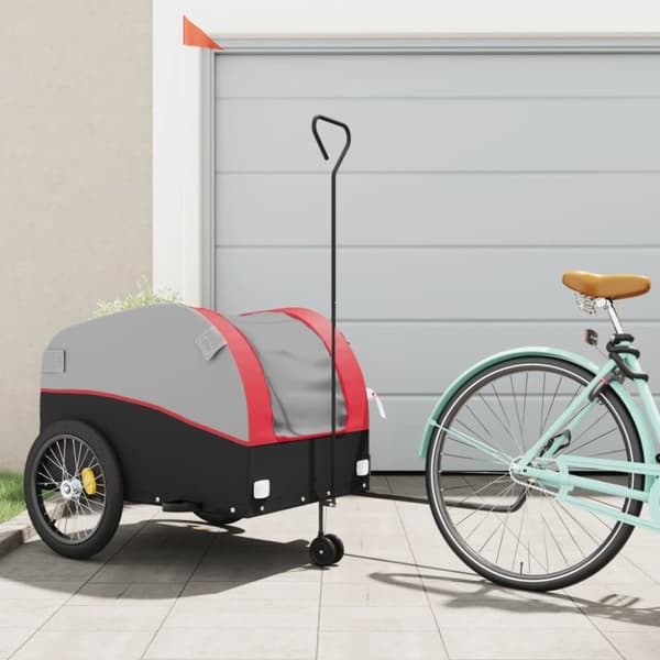 vidaXL cykelanhænger 45 kg jern sort og rød -  Cykeltrailere