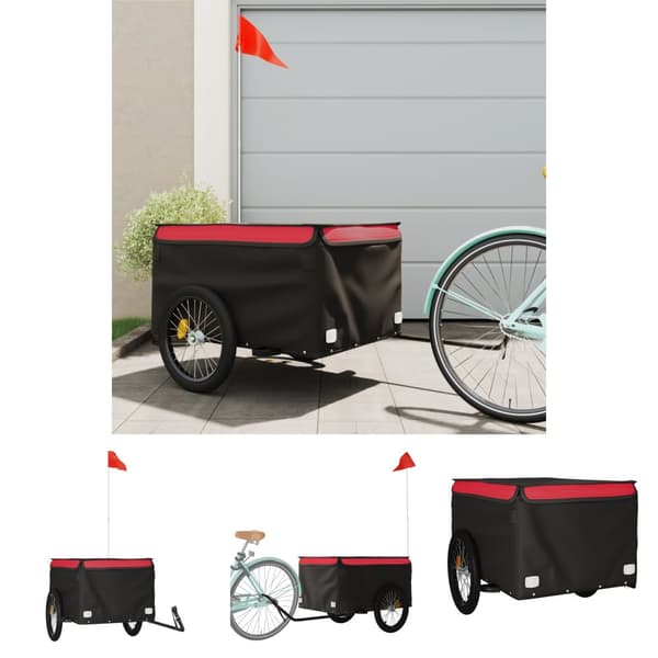 The Living Store cykelanhænger 45 kg jern sort og rød -  Cykeltrailere