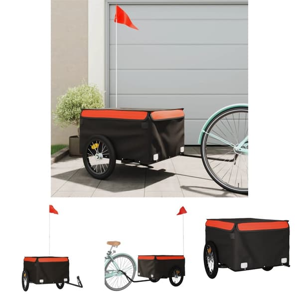 The Living Store cykelanhænger 45 kg jern sort og orange -  Cykeltrailere