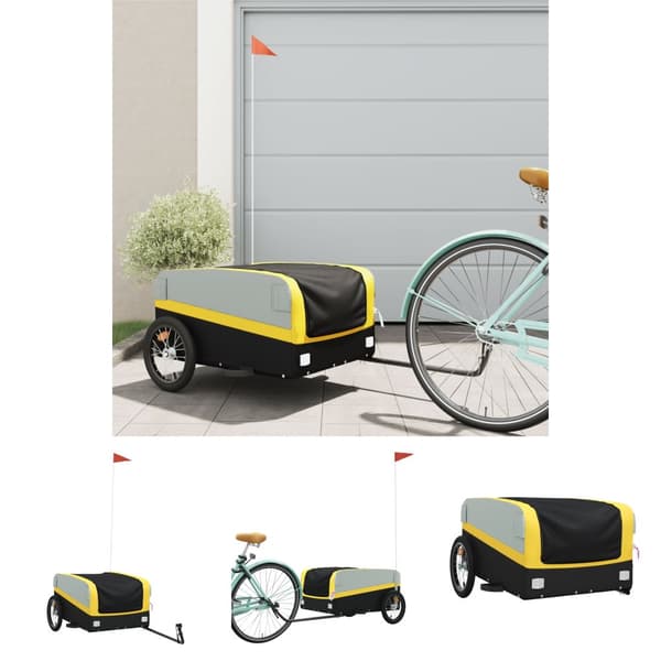 The Living Store cykelanhænger 45 kg jern sort og gul -  Cykeltrailere