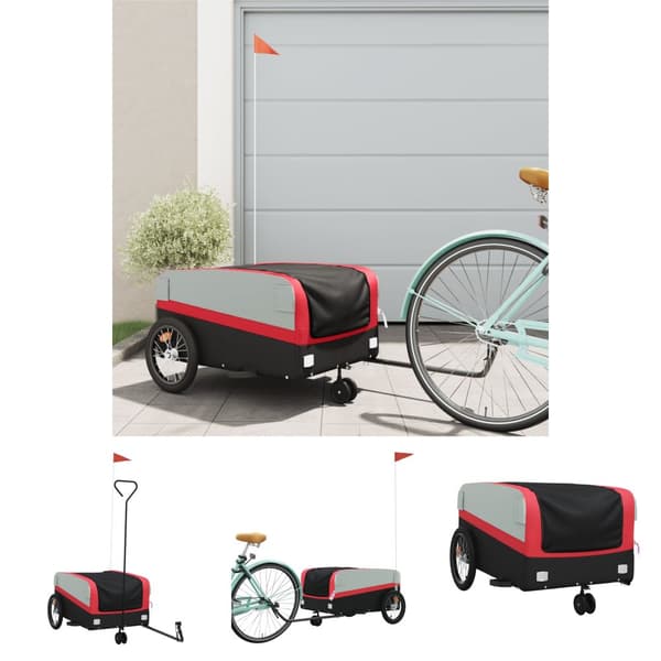 The Living Store cykelanhænger 45 kg jern sort og rød -  Cykeltrailere