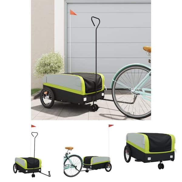 The Living Store cykelanhænger 45 kg jern sort og grøn -  Cykeltrailere