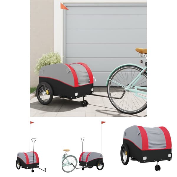 The Living Store Cykelvagn svart och röd 45 kg järn -  Cykelvagnar