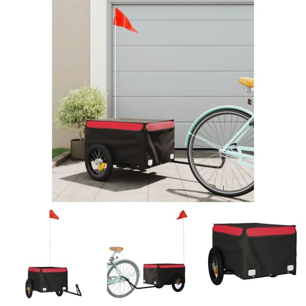 The Living Store cykelanhænger 30 kg jern sort og rød -  Cykeltrailere