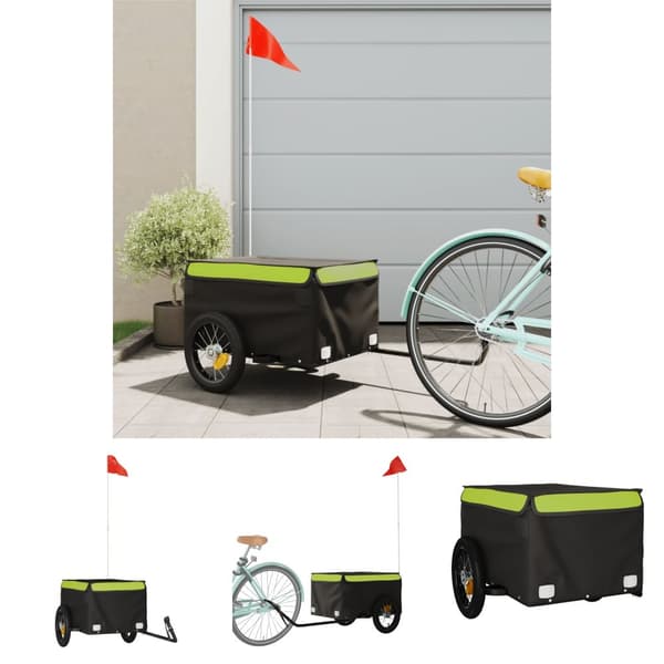 The Living Store cykelanhænger 30 kg jern sort og grøn -  Cykeltrailere