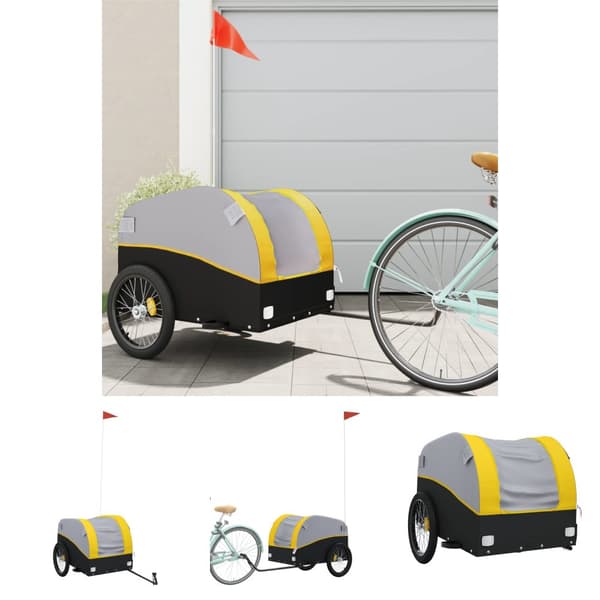 The Living Store cykelanhænger 45 kg jern sort og gul -  Cykeltrailere