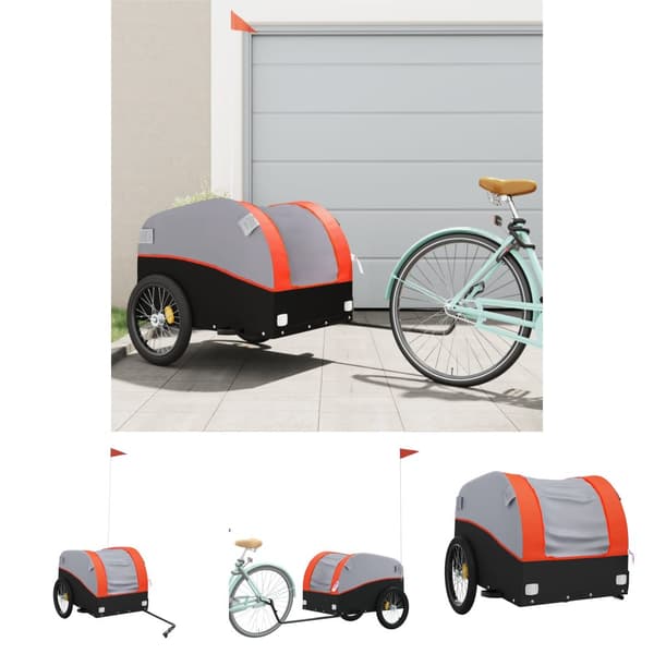 The Living Store cykelanhænger 45 kg jern sort og orange -  Cykeltrailere