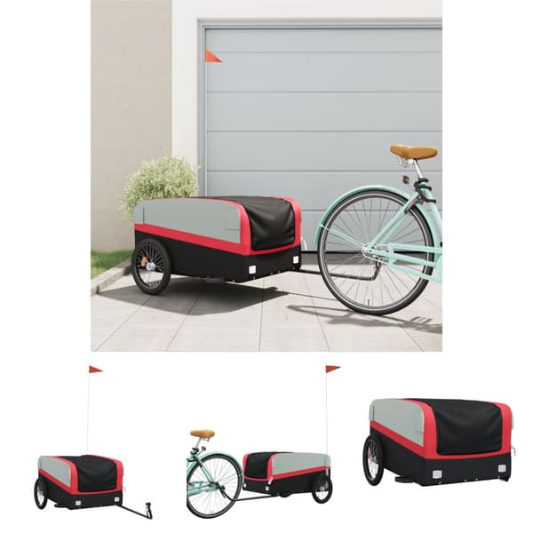 The Living Store cykelanhænger 45 kg jern sort og rød -  Cykeltrailere