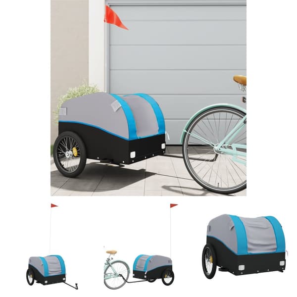 The Living Store cykelanhænger 45 kg jern sort og blå -  Cykeltrailere