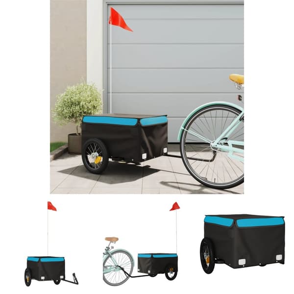 The Living Store cykelanhænger 30 kg jern sort og blå - Cykeltrailere