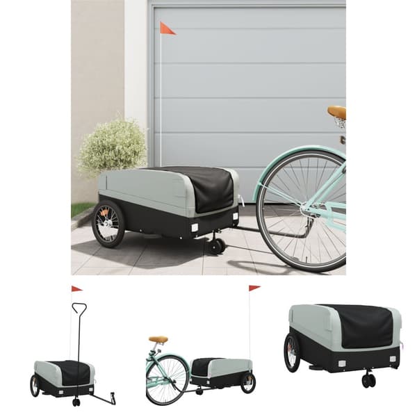 The Living Store cykelanhænger 45 kg jern sort og grå -  Cykeltrailere
