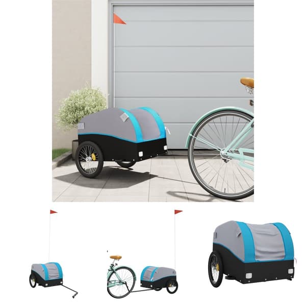 The Living Store cykelanhænger 30 kg jern sort og blå -  Cykeltrailere