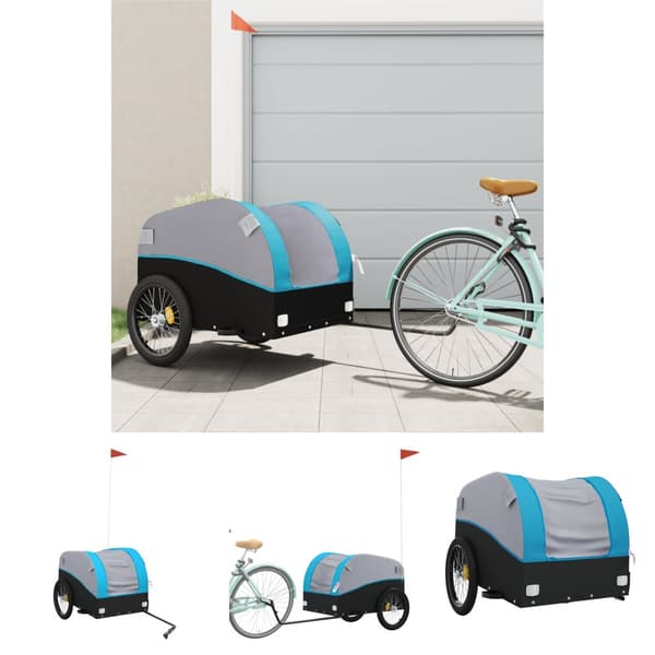The Living Store Cykelvagn svart och blå 45 kg järn -  Cykelvagnar