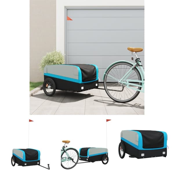 The Living Store cykelanhænger 45 kg jern sort og blå -  Cykeltrailere