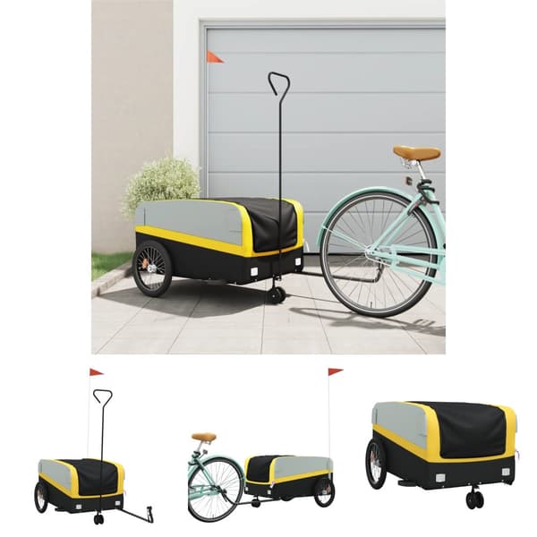 The Living Store cykelanhænger 45 kg jern sort og gul -  Cykeltrailere