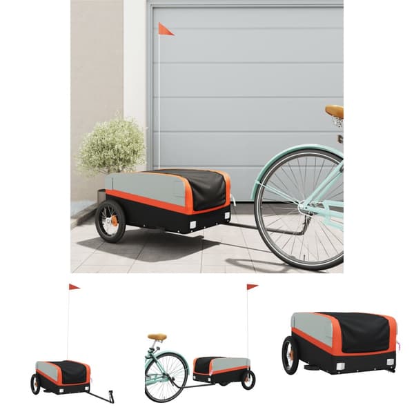 The Living Store cykelanhænger 30 kg jern sort og orange -  Cykeltrailere