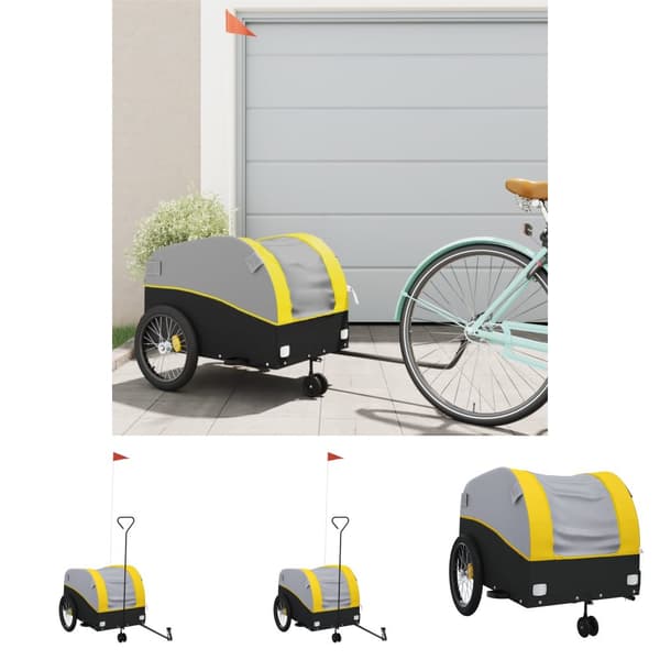The Living Store cykelanhænger 45 kg jern sort og gul -  Cykeltrailere