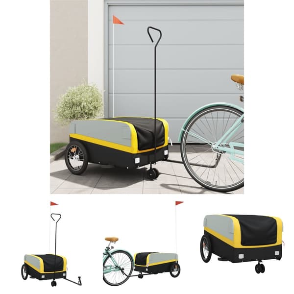 The Living Store cykelanhænger 45 kg jern sort og gul -  Cykeltrailere
