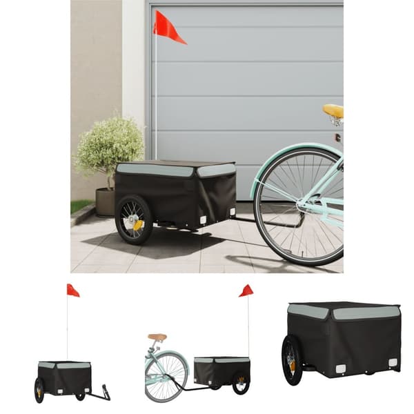 The Living Store cykelanhænger 30 kg jern sort og grå -  Cykeltrailere
