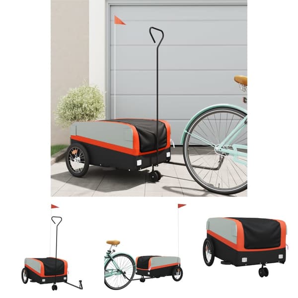 The Living Store Cykelvagn svart och orange 45 kg järn -  Cykelvagnar