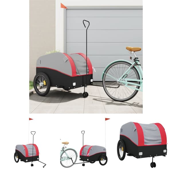 The Living Store cykelanhænger 45 kg jern sort og rød -  Cykeltrailere